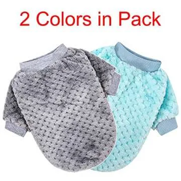 Dog Sweater, 2 Pack Dog Sweaters for Small Medium Dogs or Cat, Warm Soft Flannel Pet Clothes for Dogs Girl or Boy, Dog Shirt Coat Jacket (Small, Grey+Sky Blue)