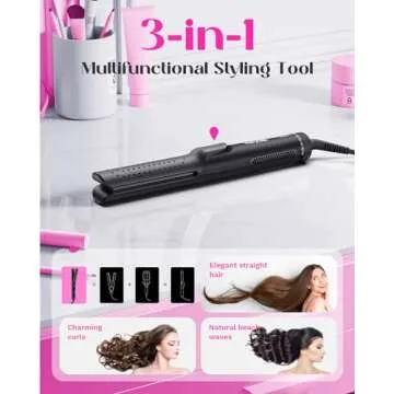 Wavytalk Airflow Styler Curling Iron, Cool Curl, 360° Cool Air Lock in Style for Lasting Curls, Reduces Damage, 2 in 1 Hair Straightener and Curler, 1 Inch, Anti-Scald for Short Long Hair