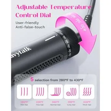 Wavytalk Airflow Styler Curling Iron, Cool Curl, 360° Cool Air Lock in Style for Lasting Curls, Reduces Damage, 2 in 1 Hair Straightener and Curler, 1 Inch, Anti-Scald for Short Long Hair