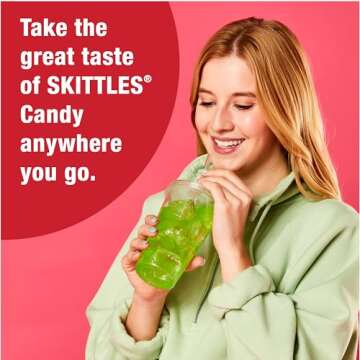 Skittles Singles To Go Variety Pack, Watertok Powdered Drink Mix, Zero Sugar, Low Calorie, Includes 4 Flavors: Green Apple, Strawberry, Grape, Orange, 1 Box (40 Single Servings)