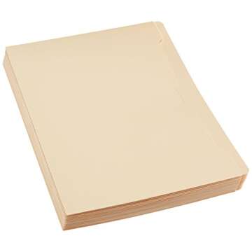 Amazon Basics File Folders Jacket, Reinforced Straight-Cut Tab, Flat-No Expansion, Letter Size, Manila, 100-Pack - AMZ600