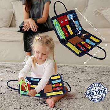 Esjay Toddler Busy Board, Sensory Board for Fine Motor Skill, Montessori Toys Educational Learning T...