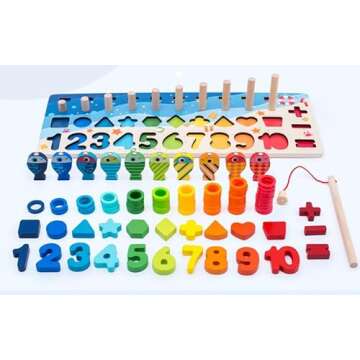 COMACE Wooden Number Puzzle for Toddler Activities - Montessori Toys for Toddlers Shape Sorting Coun...