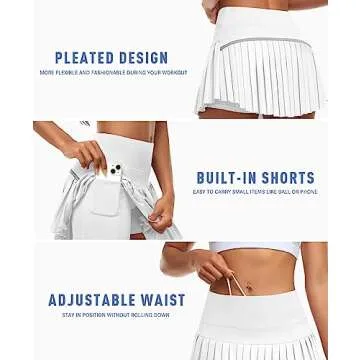 JoyGirl Womens Pleated Tennis Skirt with Shorts High Waisted Golf Skort Mini Skirt Workout Skirt Athletic Skorts with Pockets