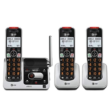 AT&T BL102-3 DECT 6.0 3-Handset Cordless Phone for Home with Answering Machine, Call Blocking, Calle...