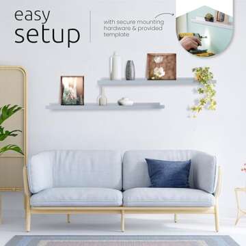 Kiera Grace Floating Shelves for Wall, Engineered Wood Picture Frame Wall Shelves, Easy to Assemble Display Shelves, Ideal for Home Decor, Pack of 1, 23" L x 4" W x 2" H, Black