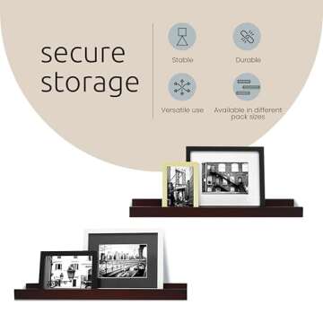 Kiera Grace Floating Shelves for Wall, Engineered Wood Picture Frame Wall Shelves, Easy to Assemble Display Shelves, Ideal for Home Decor, Pack of 1, 23" L x 4" W x 2" H, Black