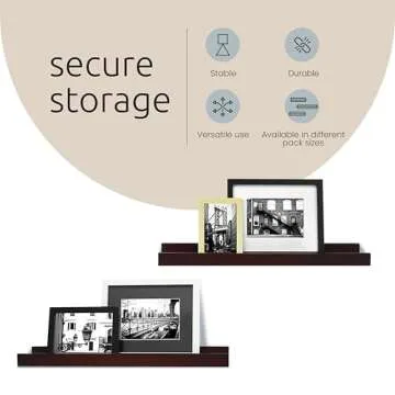 Kiera Grace Floating Shelves for Wall, Engineered Wood Picture Frame Wall Shelves, Easy to Assemble Display Shelves, Ideal for Home Decor, Pack of 1, 23" L x 4" W x 2" H, Black