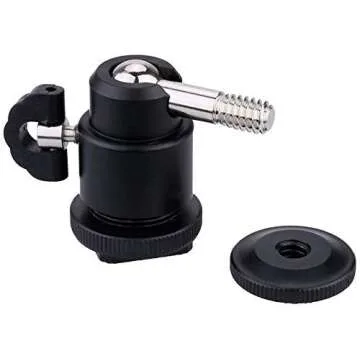 MAEXUS Hot Shoe Mount Adapter 1/4" Thread Mini Ball Head Ring Light Adapter for Cameras Camcorders Smartphone Microphone Gopro Canon LED Video Light Video Monitor Tripod Monopod (2 Pcs)