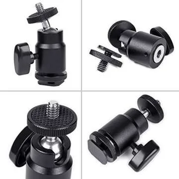 MAEXUS Hot Shoe Mount Adapter 1/4" Thread Mini Ball Head Ring Light Adapter for Cameras Camcorders Smartphone Microphone Gopro Canon LED Video Light Video Monitor Tripod Monopod (2 Pcs)