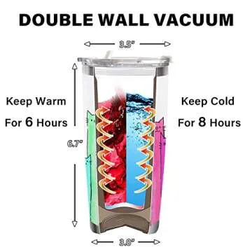 Zzkol Cat Gifts for Cat Lovers - Tumbler with Lid and Straw, Funny Birthday Gifts, Colorful Drawing Cats Stainless Steel Travel Coffee Cup, 20oz Double Wall Vacuum Insulated Mug