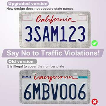 QUANQIUFEI Rhinestone License Plate Frames for Women
