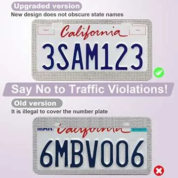 QUANQIUFEI Rhinestone License Plate Frames for Women
