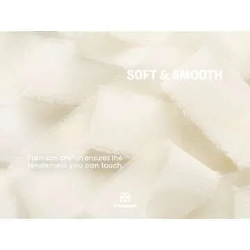 Vitalizart Ivory White Chiffon Silk Ribbon 1" x 21 Yd Fringe Fabric Package (3 Rolls * 7 Yd) for Wedding Invitations Bridal Bouquets Decorations Gifts Wrapping & Bow Making Cream