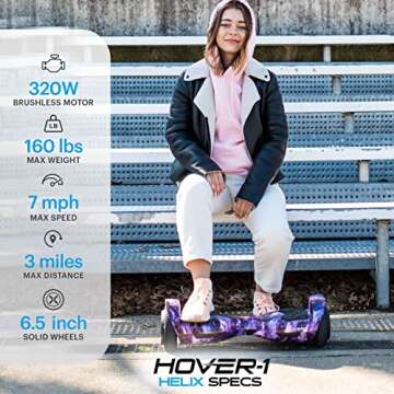 Hover-1 Helix Electric Self Balancing Hoverboard with 7 mph Max Speed, Dual 200W Motors, 3 Mile Rang...