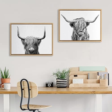 Highland Cow Framed Canvas Wall Art Set by Simon Te 18x24