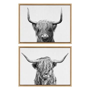 Highland Cow Framed Canvas Wall Art Set by Simon Te 18x24