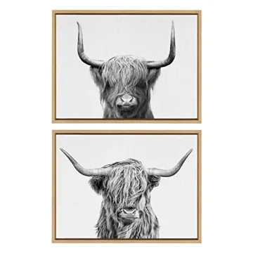 Highland Cow Framed Canvas Wall Art Set by Simon Te 18x24