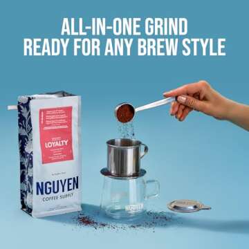 Nguyen Coffee Supply - Loyalty Signature Robusta & Arabica Blend: Medium Roast Premium Ground Coffee Beans, Vietnamese Single Origin, Direct Trade, Roasted in Brooklyn [12 oz Bag]