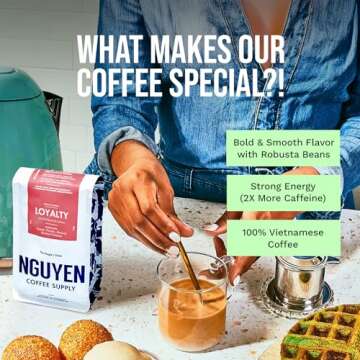 Nguyen Coffee Supply - Loyalty Signature Robusta & Arabica Blend: Medium Roast Premium Ground Coffee Beans, Vietnamese Single Origin, Direct Trade, Roasted in Brooklyn [12 oz Bag]