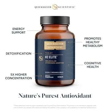 Quicksilver Scientific H2 Elite - Molecular Hydrogen for Energy + Metabolism Support, Water Tablets Perfect for Open Containers - Magnesium Malate Drink Additive (60 Molecular Hydrogen Tablets)