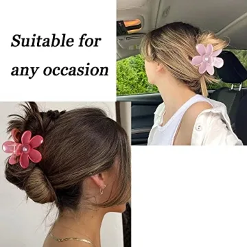 Flower Hair Clips Set with Strong Hold for Women- 6Pcs