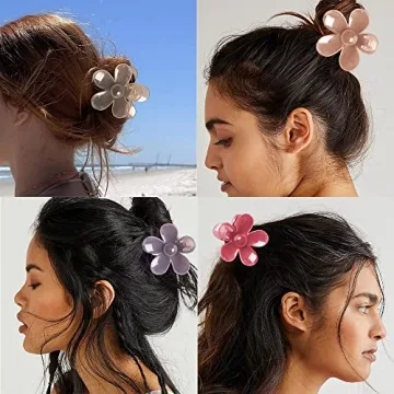 Flower Hair Clips Set with Strong Hold for Women- 6Pcs