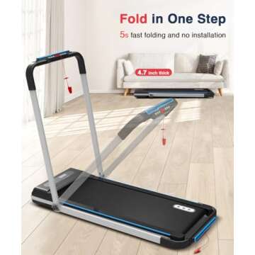 REDLIRO Under Desk Treadmill 2 in 1 Walking Pad, Portable, Folding, Electric, Motorized, Walking and Jogging Machine with Remote Control for Home and Office Workout