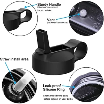 The Mass Wide Mouth Straw Lid Compatibility Most Sports Water Bottle (Black)