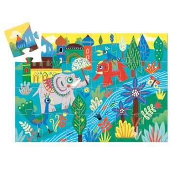 DJECO Haathee Asian Elephant Silhouette Jigsaw Puzzle, DJ07208, 1000