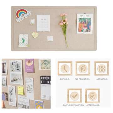 Foldable Large Felt Bulletin Board - 36'' x 18'', Decorative Picture Framed Display Board with 35 Rose Pins for School, Home, Kitchen & Office Walls