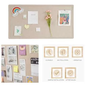 Foldable Large Felt Bulletin Board - 36'' x 18'', Decorative Picture Framed Display Board with 35 Rose Pins for School, Home, Kitchen & Office Walls