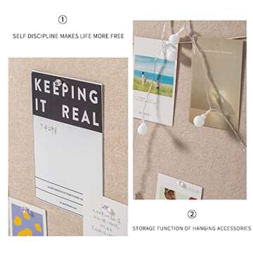 Foldable Large Felt Bulletin Board - 36'' x 18'', Decorative Picture Framed Display Board with 35 Rose Pins for School, Home, Kitchen & Office Walls