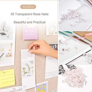 Foldable Large Felt Bulletin Board - 36'' x 18'', Decorative Picture Framed Display Board with 35 Rose Pins for School, Home, Kitchen & Office Walls