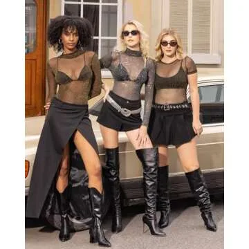 MANGOPOP Glitter Sheer Mesh Top - Stylish Clubwear for Women