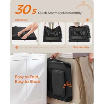 Feandrea 32 Inches Collapsible Soft Dog Crate, Portable Travel Dog Crate for Indoor and Outdoor Use, Dog Carrier Kennel with Safety Zippers, for Living Room, Car, Travelling, Camping, Black UPDC80H