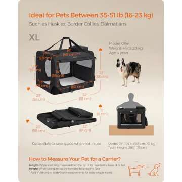 Feandrea 32 Inches Collapsible Soft Dog Crate, Portable Travel Dog Crate for Indoor and Outdoor Use, Dog Carrier Kennel with Safety Zippers, for Living Room, Car, Travelling, Camping, Black UPDC80H