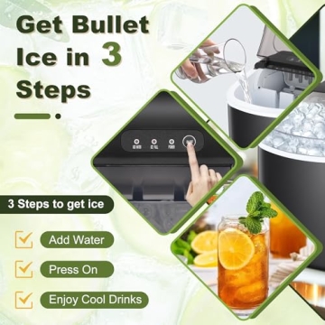 NicBex Ice Makers Countertop,Ice Machine Maker Countertop with Self-Cleaning,26Lbs/24H,9 Cubes in 6 Mins,2 Sizes of Bullet Ice,Portable Ice Maker Machine with Ice Scoop/Basket for Home,All-Black