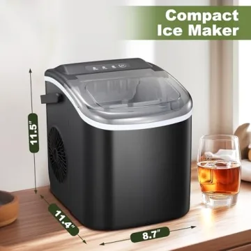 NicBex Ice Makers Countertop,Ice Machine Maker Countertop with Self-Cleaning,26Lbs/24H,9 Cubes in 6 Mins,2 Sizes of Bullet Ice,Portable Ice Maker Machine with Ice Scoop/Basket for Home,All-Black