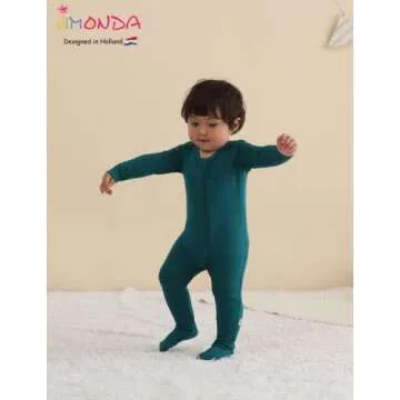 Jimonda Rayon Baby Pajamas,2-Way Zipper One-Piece Footies,Long Sleeve Unisex Boys Girls Romper,Sleep and Play Pjs,Infant Clothes