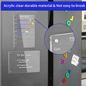 AITEE Acrylic Magnetic Weekly Meal Planner for Fridge, Clear Set of 2 Dry Erase Board Calendar and Memo for Refrigerator Reusable Week Planner, Includes 6 Dry Erase Markers With 3 Colors(8"x12"Inches)