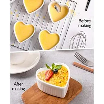 Delling 6 Oz Heart-Shaped Creme Brulee Ramekins Set of 6