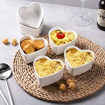 Delling 6 Oz Heart-Shaped Creme Brulee Ramekins Set of 6
