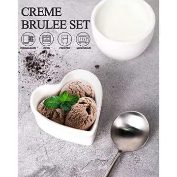 Delling 6 Oz Heart-Shaped Creme Brulee Ramekins Set of 6