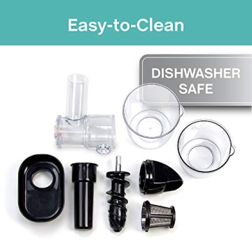 West Bend Juicer Cold Press Masticating Extractor Machine Features Quiet Motor Anti-Clog Reverse Function Nutrient Preserving For Juicing Fruits Vegetables and All Greens, 150-Watts, Red