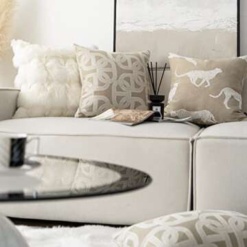 Croker Horse 18x18'' Inches Throw Pillow Cushion Cover - Leopard Pattern Chenille Jacquard Luxury Modern Style Couch Sofa Pillow for Living Room Bedroom