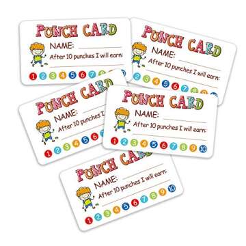 Punch Card, 100pcs Reward Incentive Card for Teacher, Behavior Chart for Kids, Homeschool Classroom Supplies for Motivation