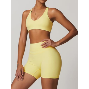 Stylish QBGJTD Women's Workout Sets - Seamless Sports Bra & Shorts