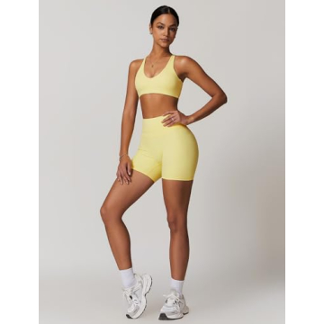 Stylish QBGJTD Women's Workout Sets - Seamless Sports Bra & Shorts