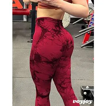 VOYJOY Seamless Leggings for Women High Waist Yoga Pants Scrunch Butt Lifting Elastic Tights Red